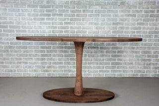 maple oval table on Jennings base