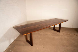 square edge walnut table on square walnut legs