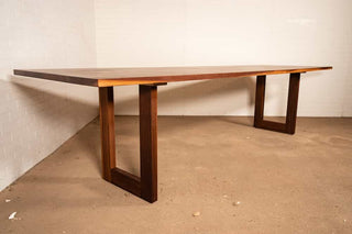 square edge walnut table on square walnut legs