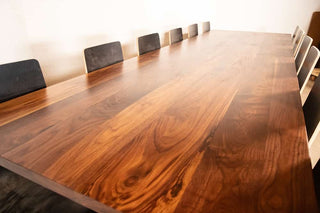 square edge walnut table on square walnut legs