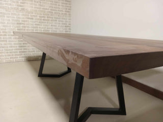 Straight Edge Walnut Bookmatch Table 48x108