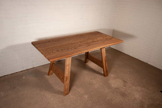 wood kitchen table in ash on wood legs