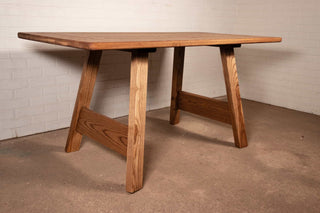wood kitchen table in ash on wood legs