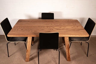 wood kitchen table in ash on wood legs