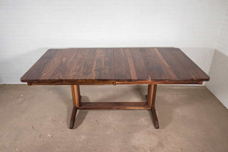 Geared extendable walnut table on pedestal  base