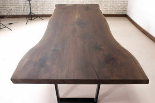 blackened live edge walnut bookmatch table