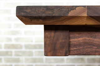 walnut expandable table with gear mechanism