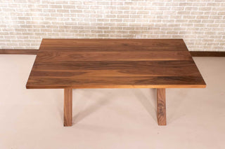 walnut kitchen table on flat walnut X legs