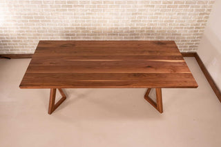 walnut dining table with full bevel edge