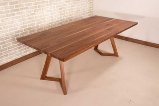 walnut dining table with full bevel edge