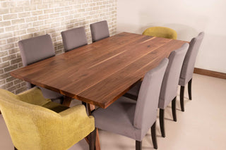 walnut dining table with full bevel edge