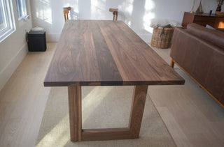 square edge walnut table on square walnut legs