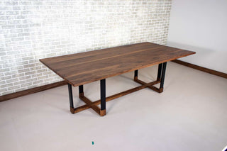 walnut dining table on hybrid double cross legs