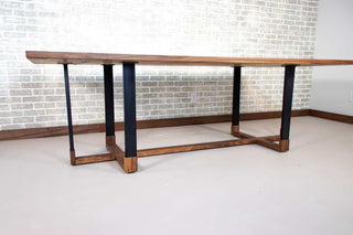 walnut dining table on hybrid double cross legs