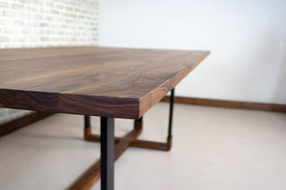walnut dining table on hybrid double cross legs