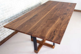 walnut dining table on hybrid double cross legs
