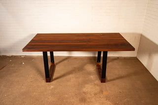 walnut dining table on hybrid legs
