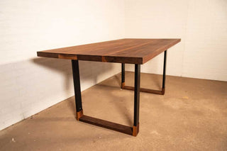 walnut dining table on hybrid legs