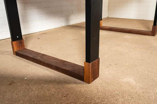 walnut dining table on hybrid legs