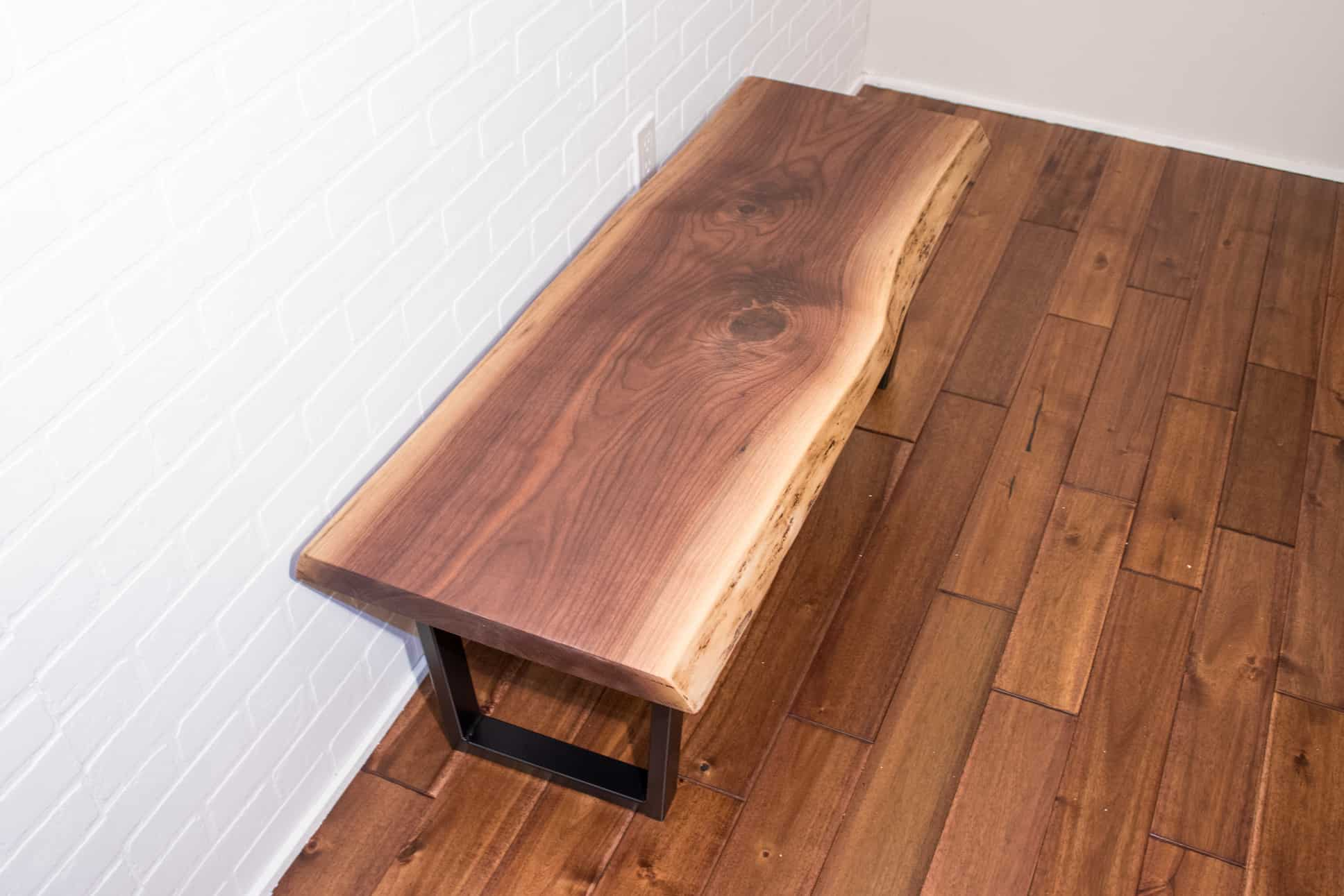 Live Edge Walnut Bench, Live Edge Entryway Bench, Bedroom Bench