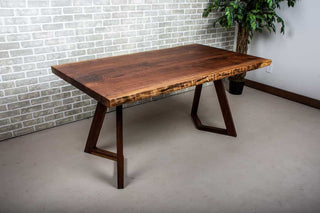 live edge walnut table on walnut legs