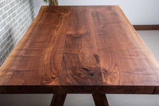 live edge walnut table on walnut legs