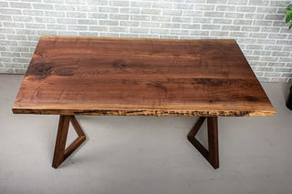live edge walnut table on walnut legs