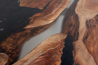 river table with walnut and clear epoxy