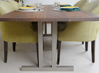 walnut dining table on nickel tuttle legs