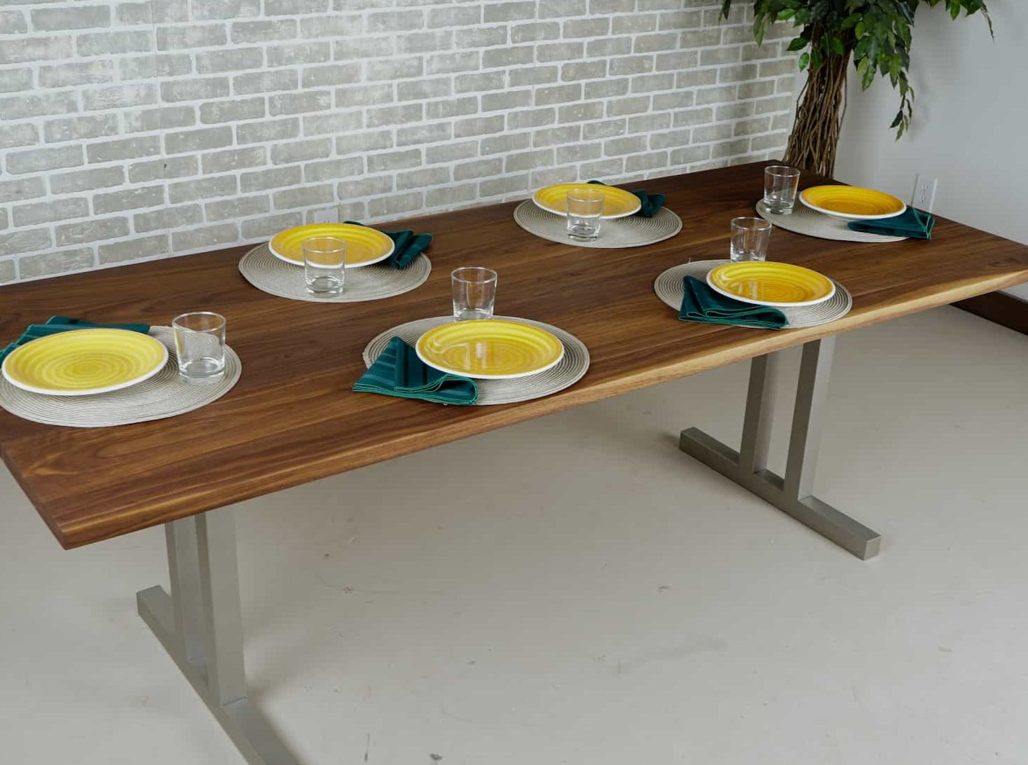 walnut dining table on nickel tuttle legs