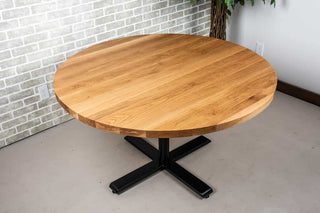round oak table on bidwell pedestal base