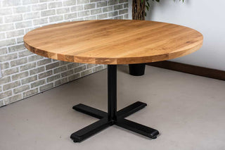 round oak table on bidwell pedestal base