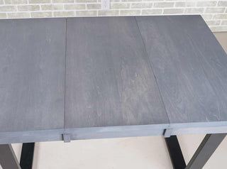 rock maple extension table finished in steel colored oil