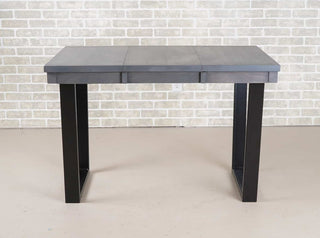 rock maple extension table finished in steel colored oil