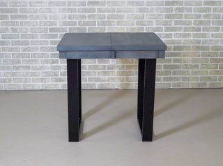 rock maple extension table finished in steel colored oil