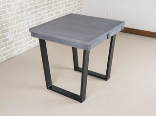 rock maple extension table finished in steel colored oil