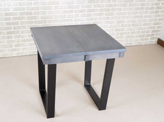 rock maple extension table finished in steel colored oil