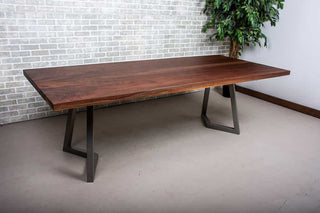 bookmatch walnut table on chandler legs