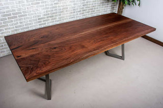bookmatch walnut table on chandler legs
