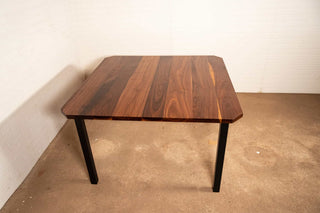 square walnut table with angled corners