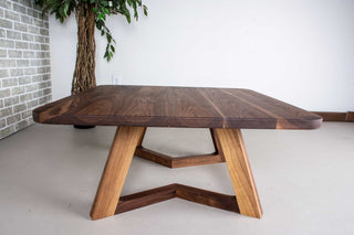 square walnut coffee table on wood legs