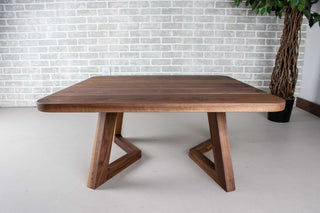 square walnut coffee table on wood legs