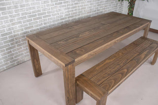 outdoor wood table and bench