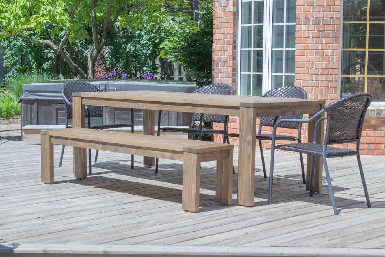 outdoor wood table and bench