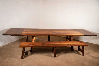 large extension table with benches