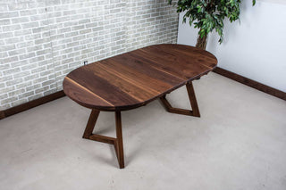 apartment size oval walnut extension table
