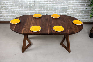 apartment size oval walnut extension table