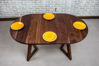 apartment size oval walnut extension table