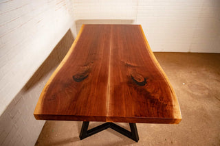 bookmatch live edge walnut table on chandler legs