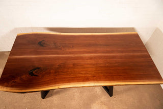 bookmatch live edge walnut table on chandler legs